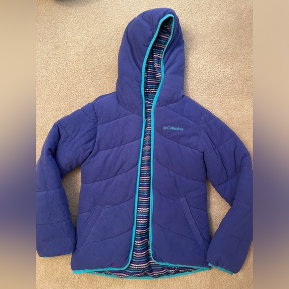 Columbia Reversible Kids' Purple/Turquoise Hooded Coat - Picture 2 of 8